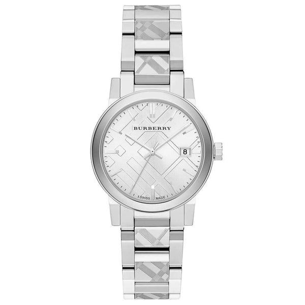 Burberry Check Stamped Stainless Steel Watch BURBERRY Silver Check Stamped Dial Stainless Steel Ladies  main image 2
