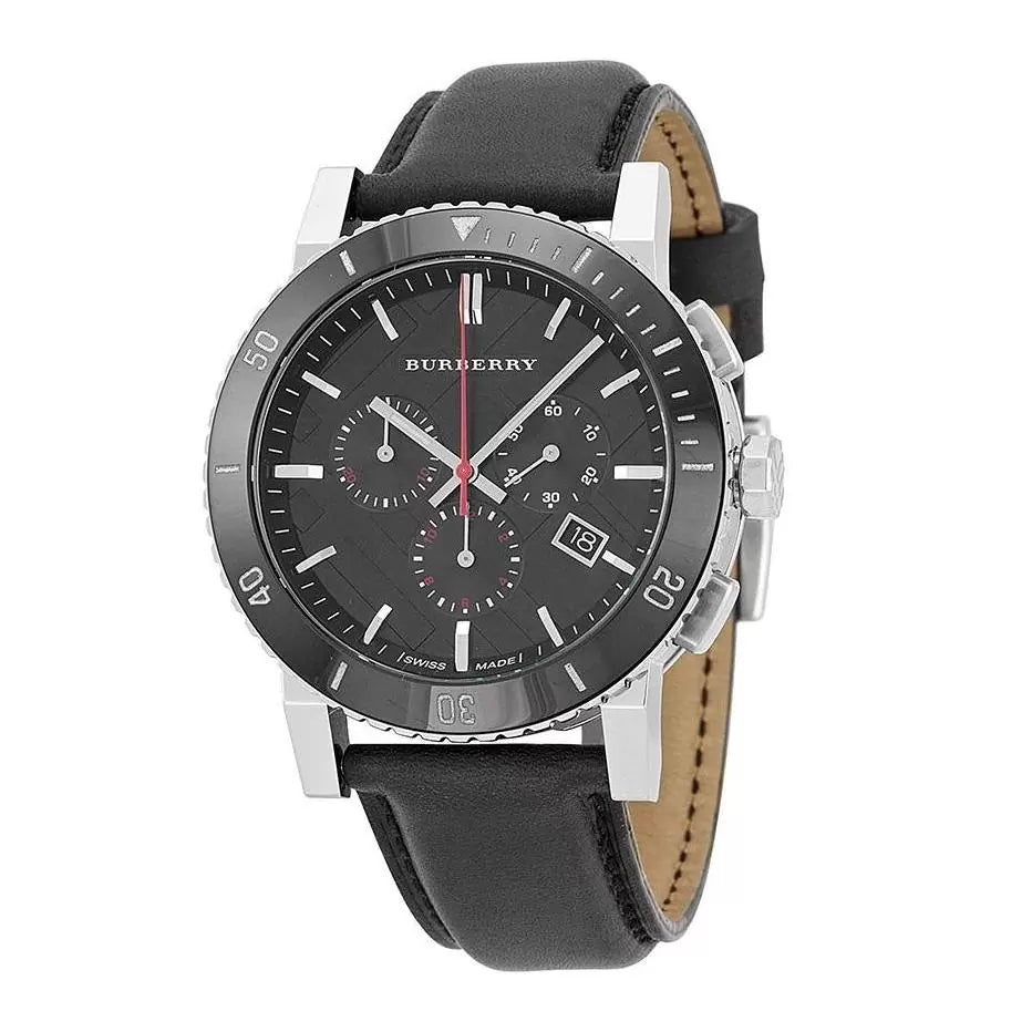 BURBERRY アナログ腕時計 ブラック Burberry BU9382 The City Black Dial Black Leather Strap Men's