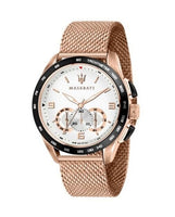 Maserati R8873612011 Traguardo  Rose Gold Mesh Strap White Dial Men's Watch