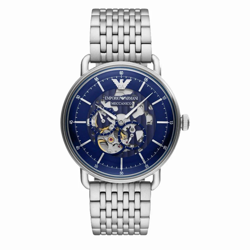 Emporio Armani AR60024 Aviator Multifunction Blue Dial Silver Mesh Bracelet Men's Watch