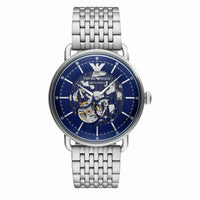 Emporio Armani AR60024 Aviator Multifunction Blue Dial Silver Mesh Bracelet Men's Watch