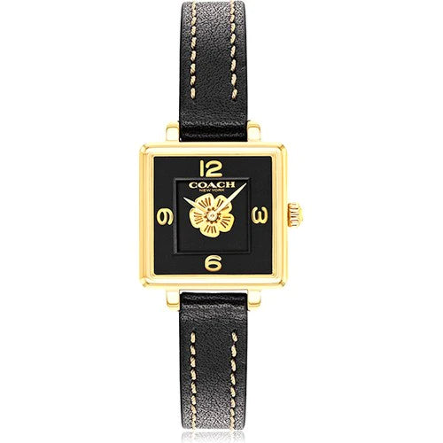 Coach 14503695 Black Leather Square Women's Watch