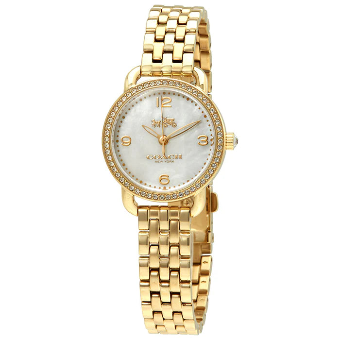 Coach 14502478 Delancey Gold Tone Stainless Mother of Pearl Dial Women Watch - WATCH ACES