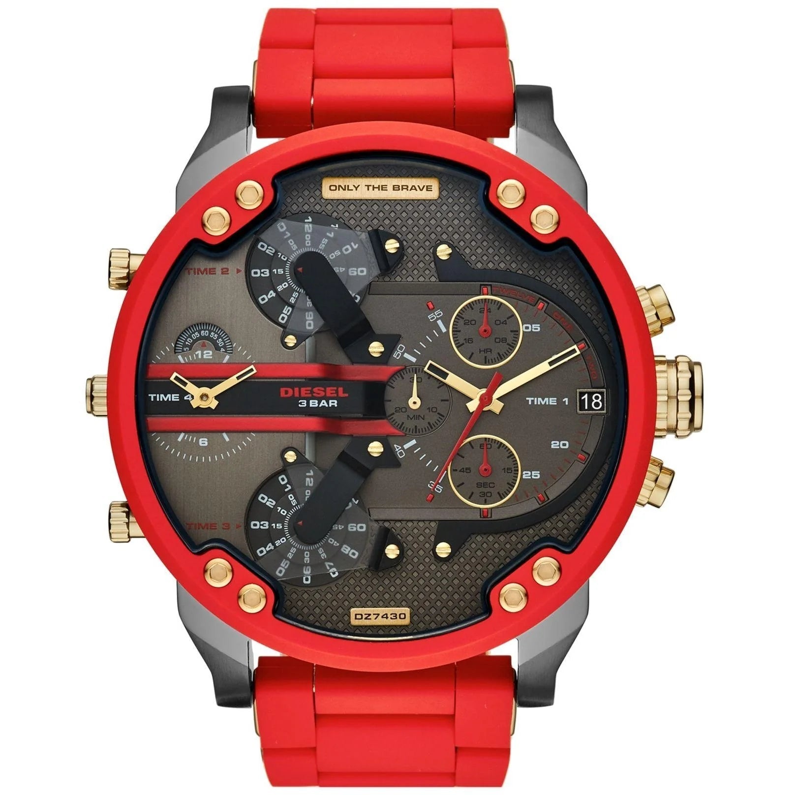 Diesel DZ7430 Mr Daddy 2.0 Chronograph Red Rubber Strap Men's