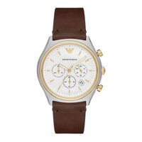 Emporio Armani AR11033 White Dial Brown Leather Chronograph Men's Watch