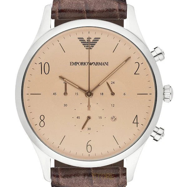 EMPORIO ARMANI ベージュ ベスト　レザー Amazon.com: Emporio Armani Men's Three-Hand Silver and Brown