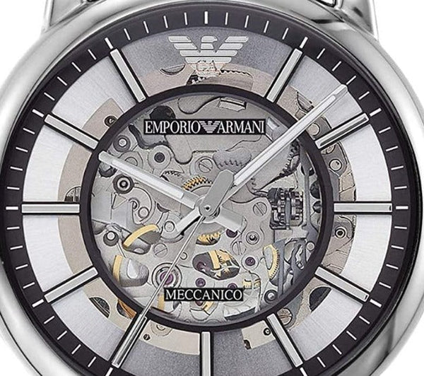 Emporio Armani AR1981 Skeleton Dial Leather Men's Watch