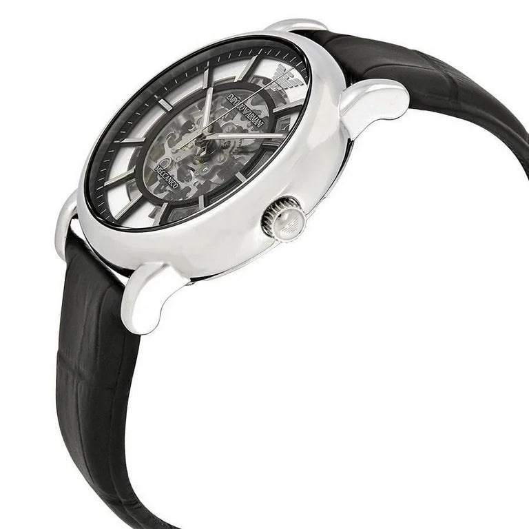 Emporio Armani AR1981 Skeleton Dial Leather Men's Watch