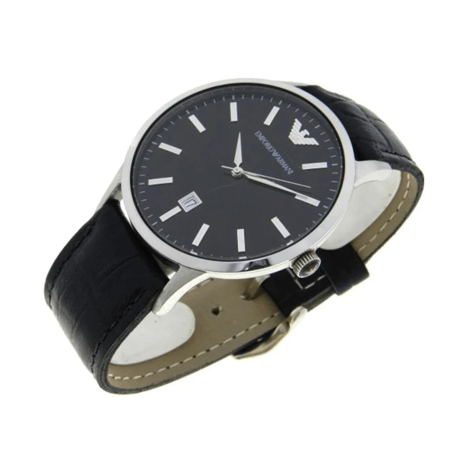 Emporio Armani AR2411 Black Leather Men's Watch