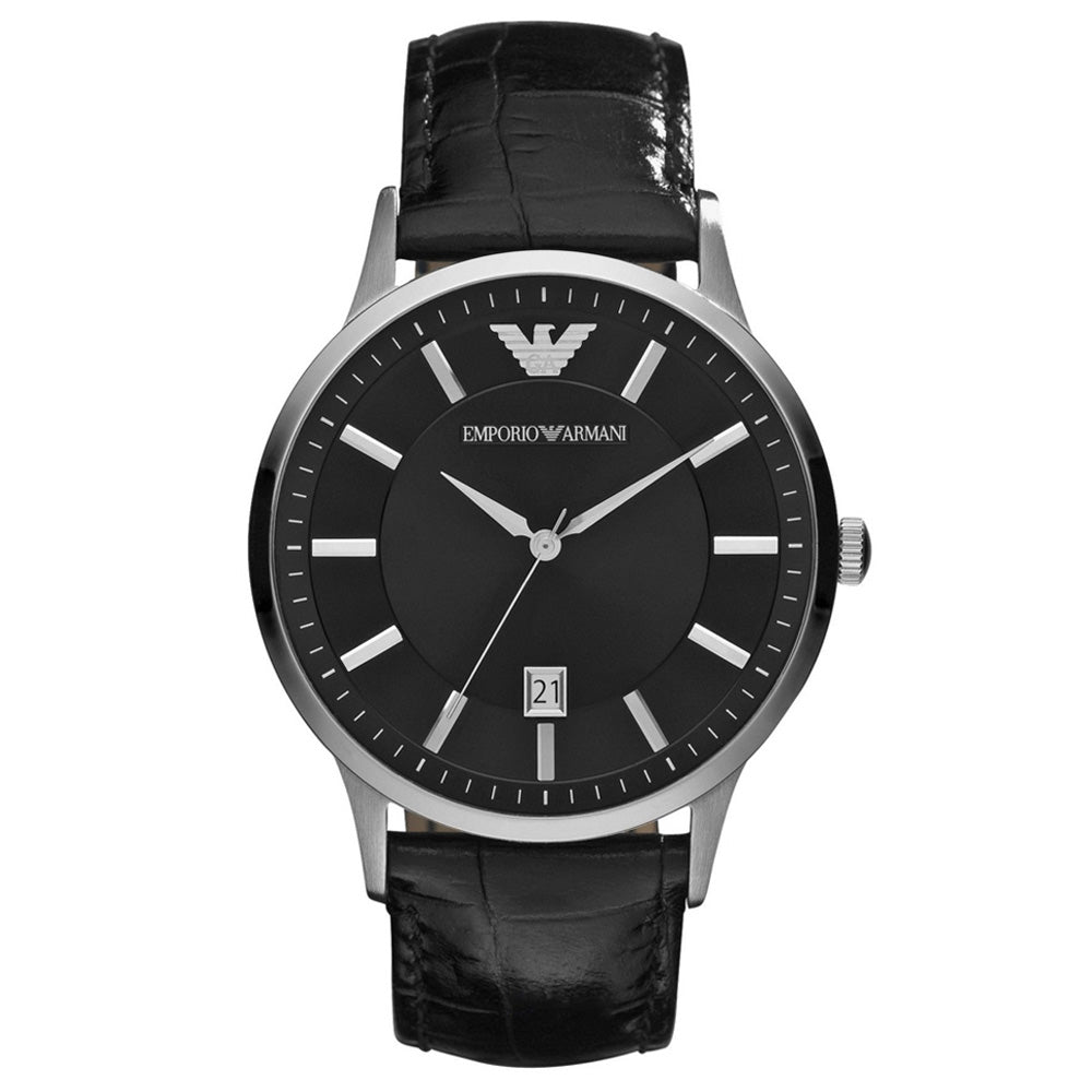 Emporio Armani AR2411 Black Leather Men's Watch