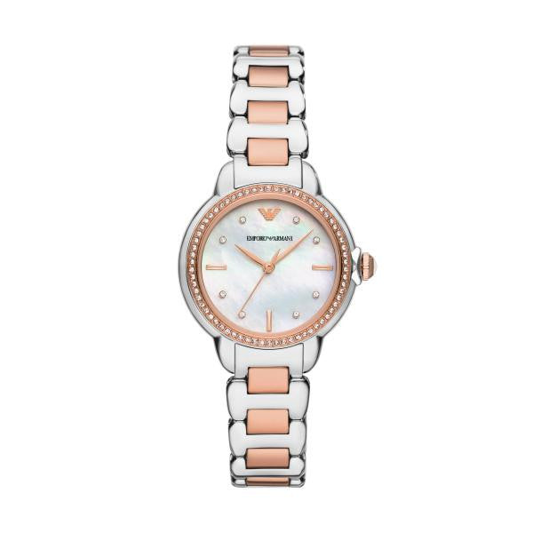 Emporio Armani AR11569 Rose-Tone & Silver Stainless Steel Bracelet Women’s Watch