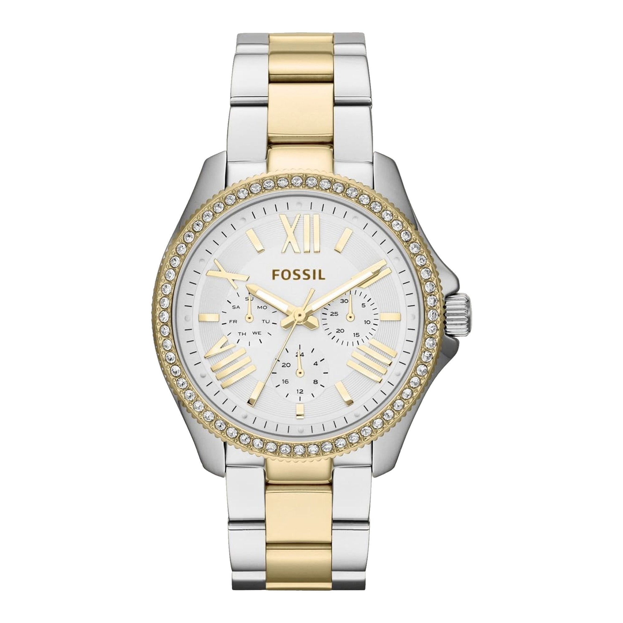Fossil AM4543 Cecile Silver Dial Two-tone Women's Watch