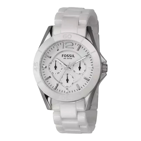 Fossil White Ceramic Watch with Cream Tone Bezel and Dial Accents Fossil FB main image 3