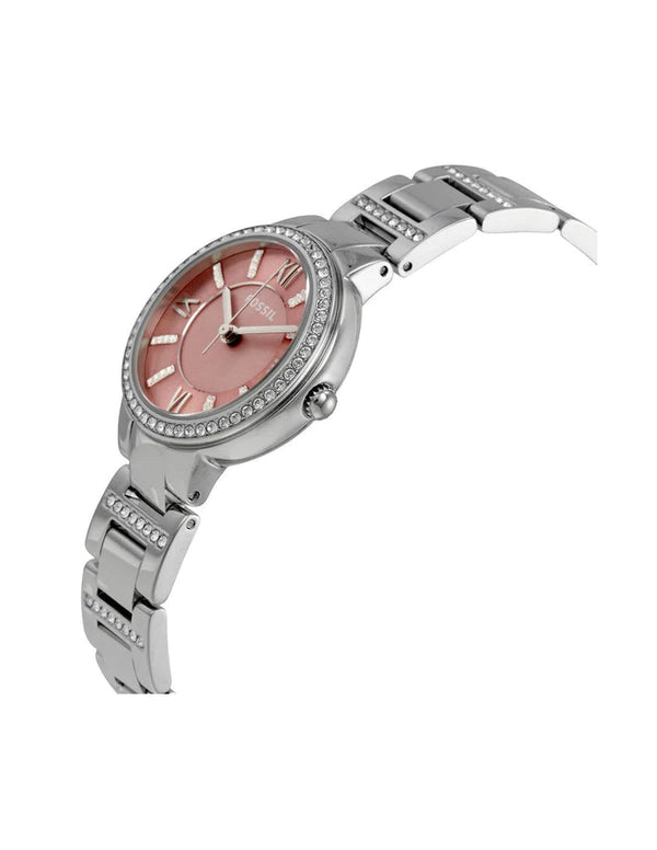 Fossil ES3504 Virginia Pink Dial Silver Steel Strap Women's Watch