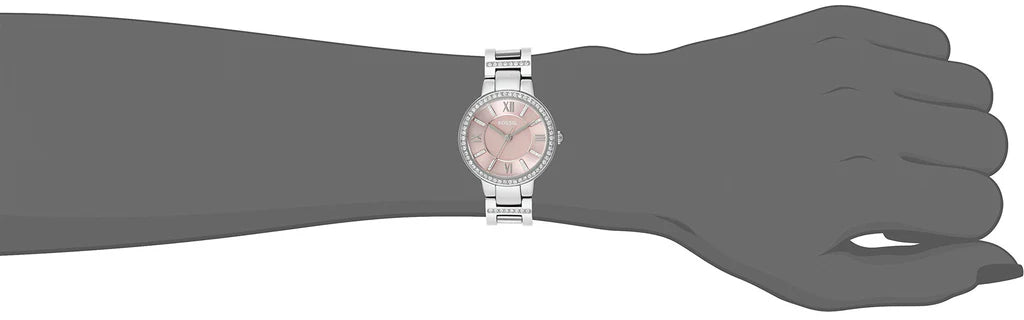 Fossil ES3504 Virginia Pink Dial Silver Steel Strap Women's Watch