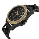 Fossil ES3696 Riley Black Crystal-Set Dial Black Leather Strap Women's Watch