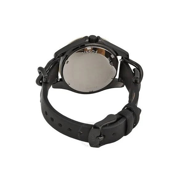 Fossil ES3696 Riley Black Crystal-Set Dial Black Leather Strap Women's Watch