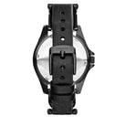 Fossil ES3696 Riley Black Crystal-Set Dial Black Leather Strap Women's Watch