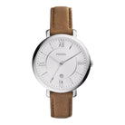 Fossil ES3708 Jacqueline Silver Dial Tan Leather Strap Women's Watch