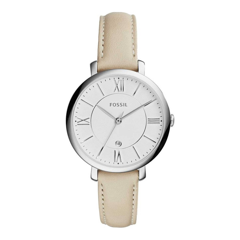 Fossil ES3793 Jacqueline White Dial Leather Strap Women's Watch