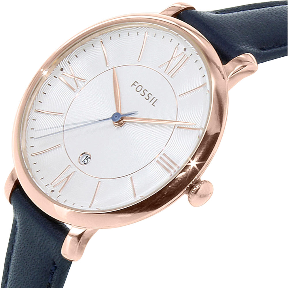 Fossil ES3843 Jacqueline Silver Dial Navy Leather Women's Watch