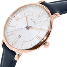 Fossil ES3843 Jacqueline Silver Dial Navy Leather Women's Watch