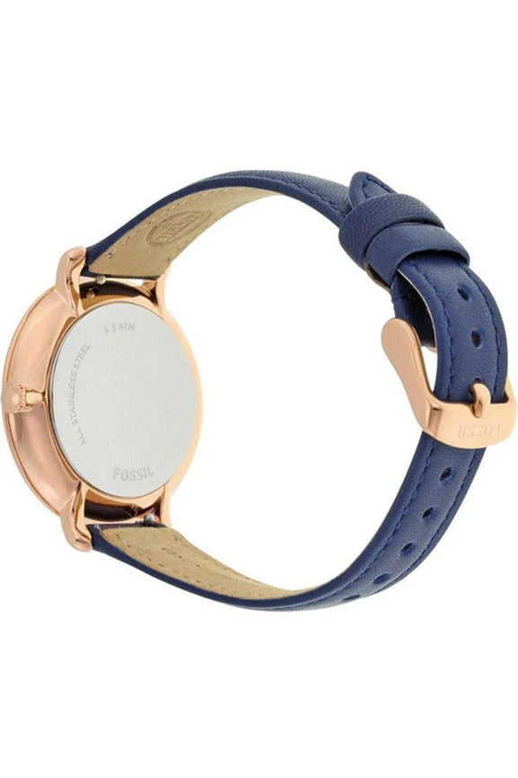 Fossil ES3843 Jacqueline Silver Dial Navy Leather Women's Watch