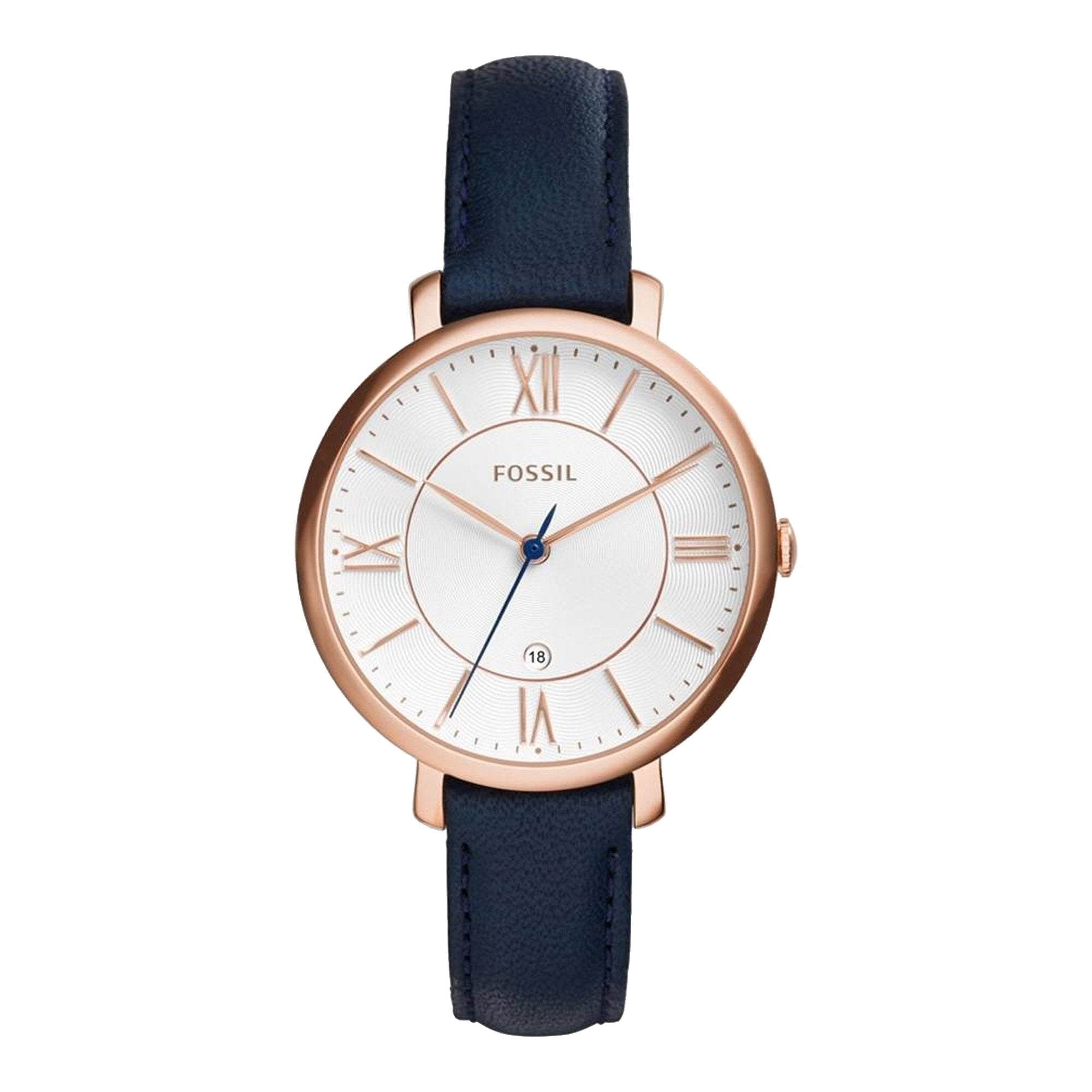 Fossil ES3843 Jacqueline Silver Dial Navy Leather Women's Watch
