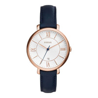Fossil ES3843 Jacqueline Silver Dial Navy Leather Women's Watch