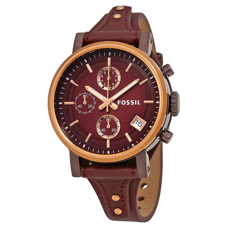 Fossil ES4114 Original Boyfriend Burgundy Dial Women's Watch