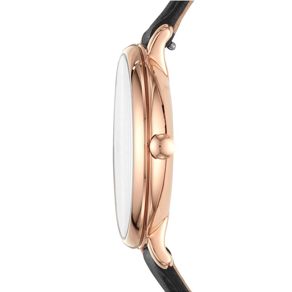 FOSSIL レディース　腕時計　ブラック Fossil Jacqueline Mother of Pearl Dial Black Leather Strap Watch