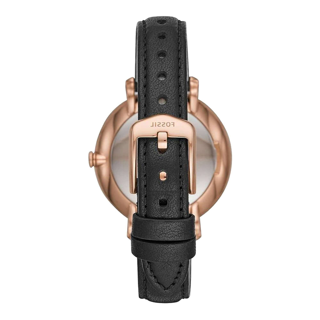 FOSSIL レディース　腕時計　ブラック Fossil Jacqueline Mother of Pearl Dial Black Leather Strap Watch
