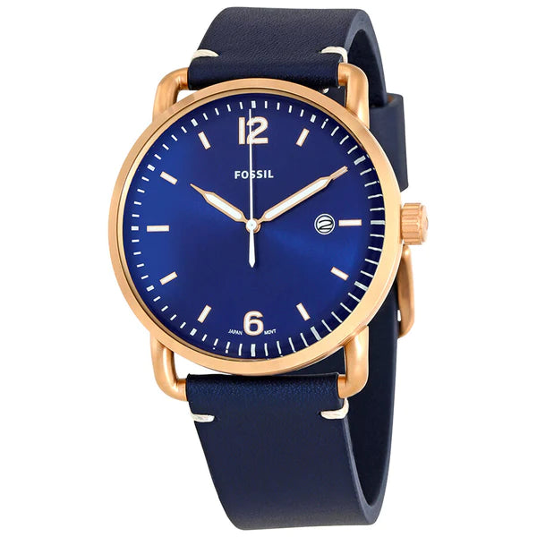 Fossil FS5274 Commuter Blue Dial Navy Blue Leather Men's Watch – WATCH ACES