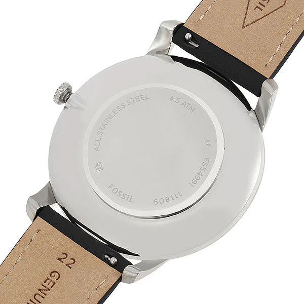 Fossil FS5497 The Minimalist Carbon Series Black Leather Men's Watch
