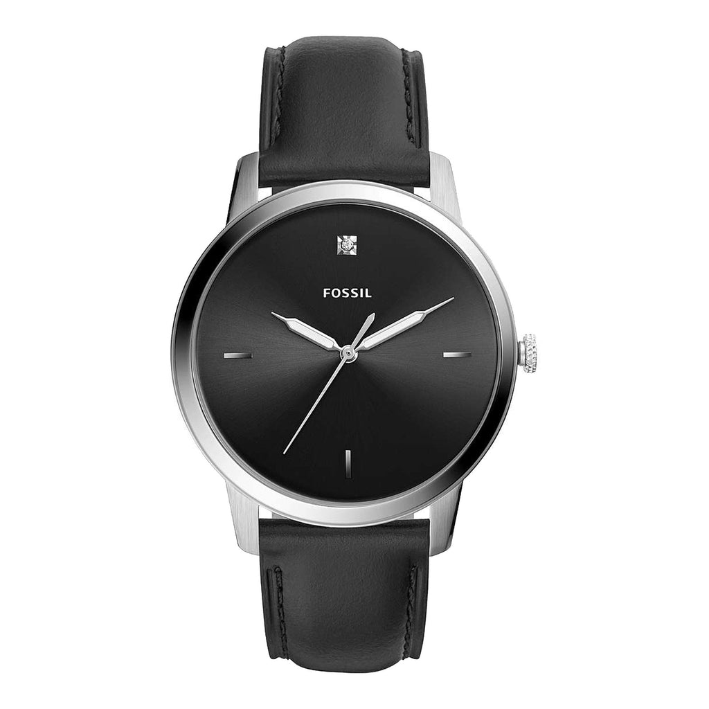 Fossil FS5497 The Minimalist Carbon Series Black Leather Men's Watch