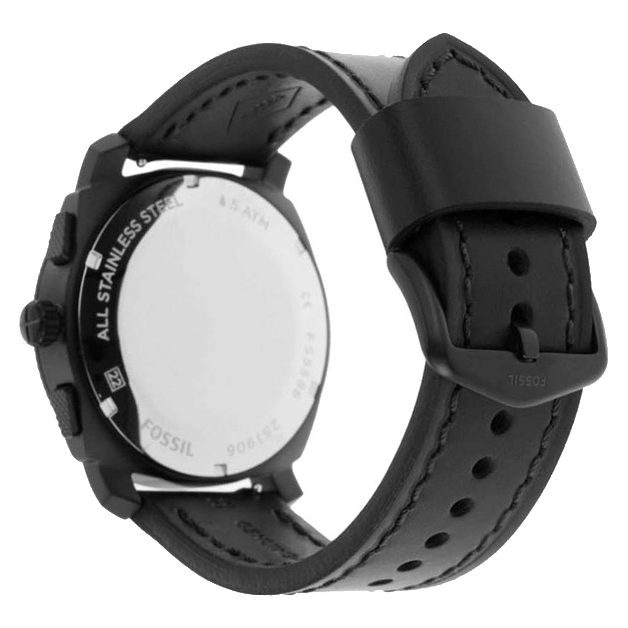 Fossil FS5586 Machine Chronograph Black Leather Men's Watch