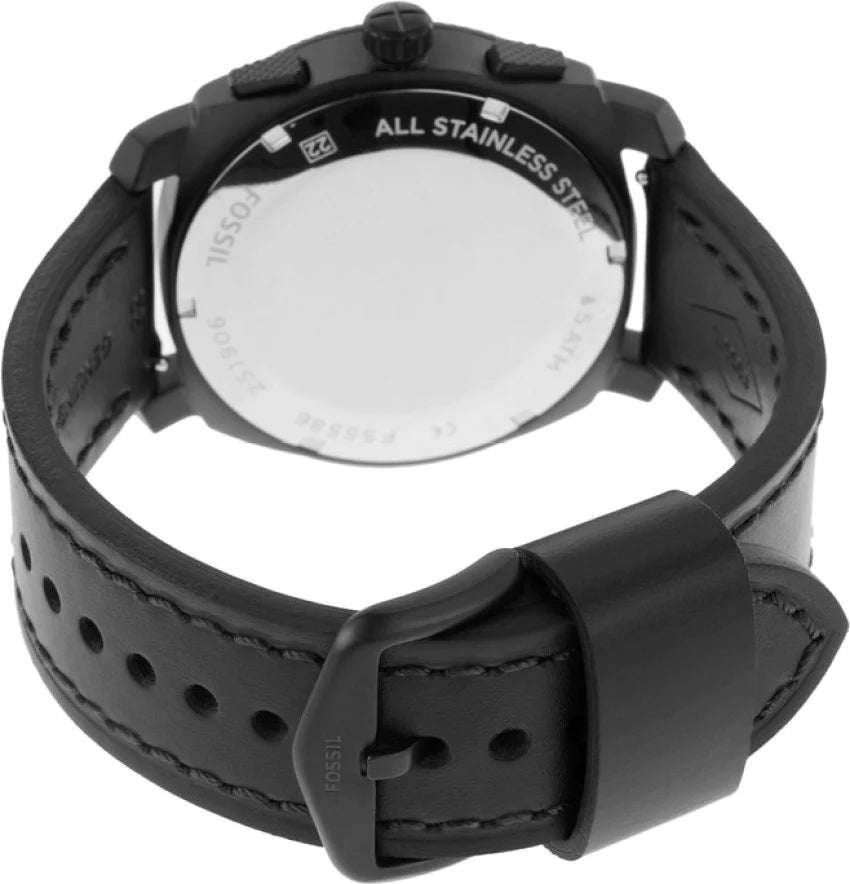 Fossil FS5586 Machine Chronograph Black Leather Men's Watch