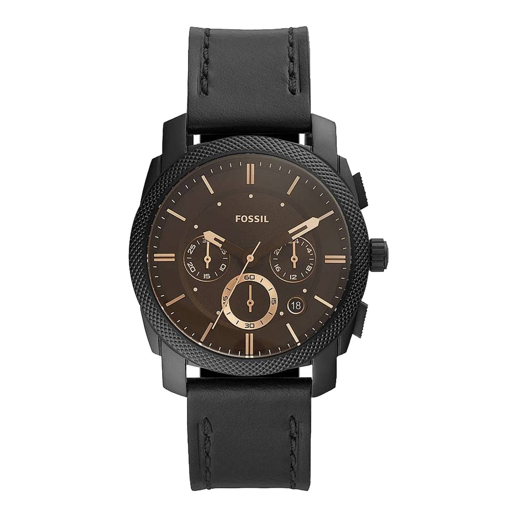 Fossil FS5586 Machine Chronograph Black Leather Men's Watch