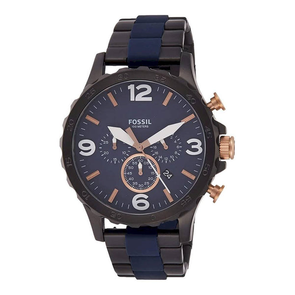 Fossil JR1494 Nate Chronograph Blue Dial Men's Watch – WATCH ACES