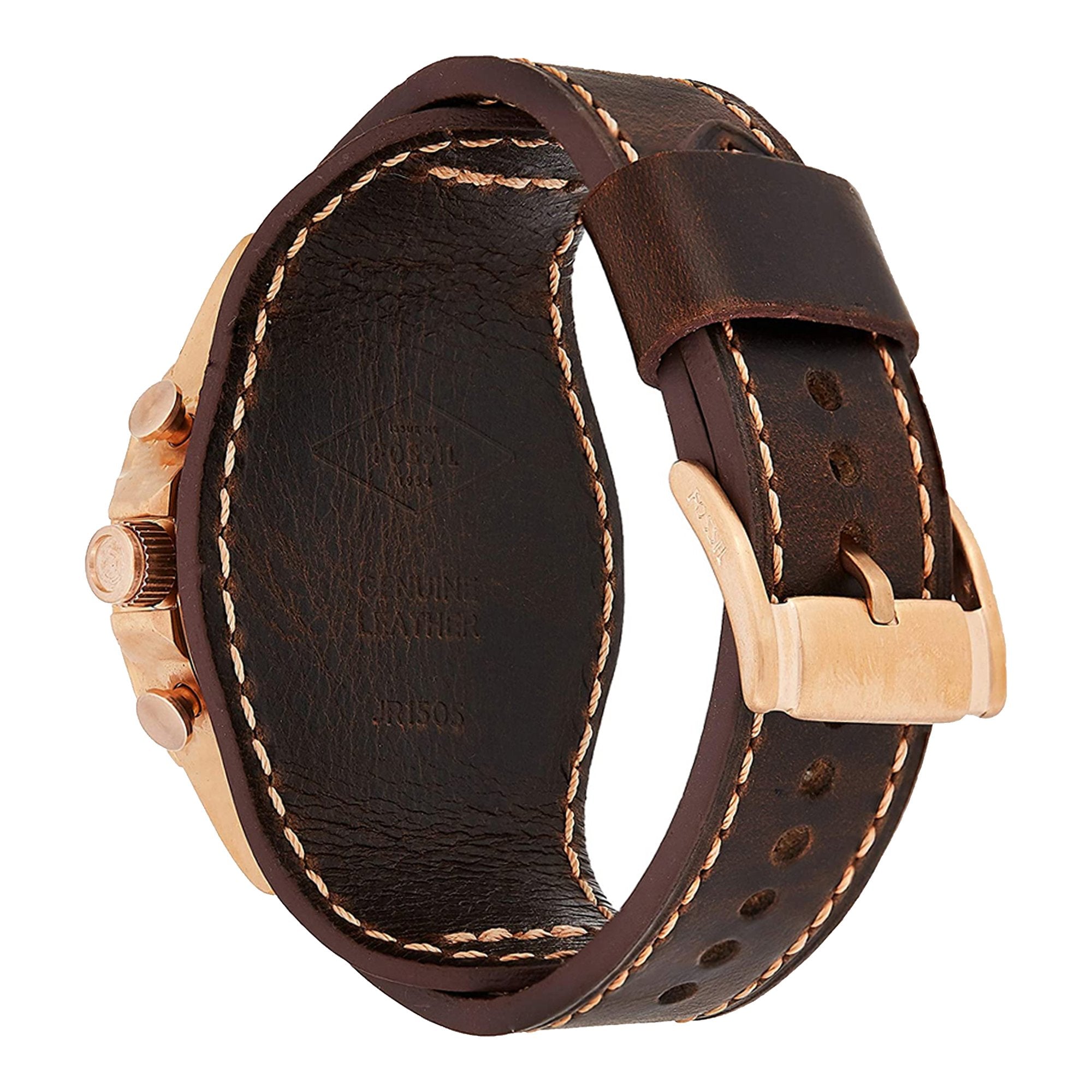 Fossil JR1505 Nate Chronograph Dial Brown Leather Strap Men's Watch