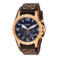 Fossil JR1505 Nate Chronograph Dial Brown Leather Strap Men's Watch