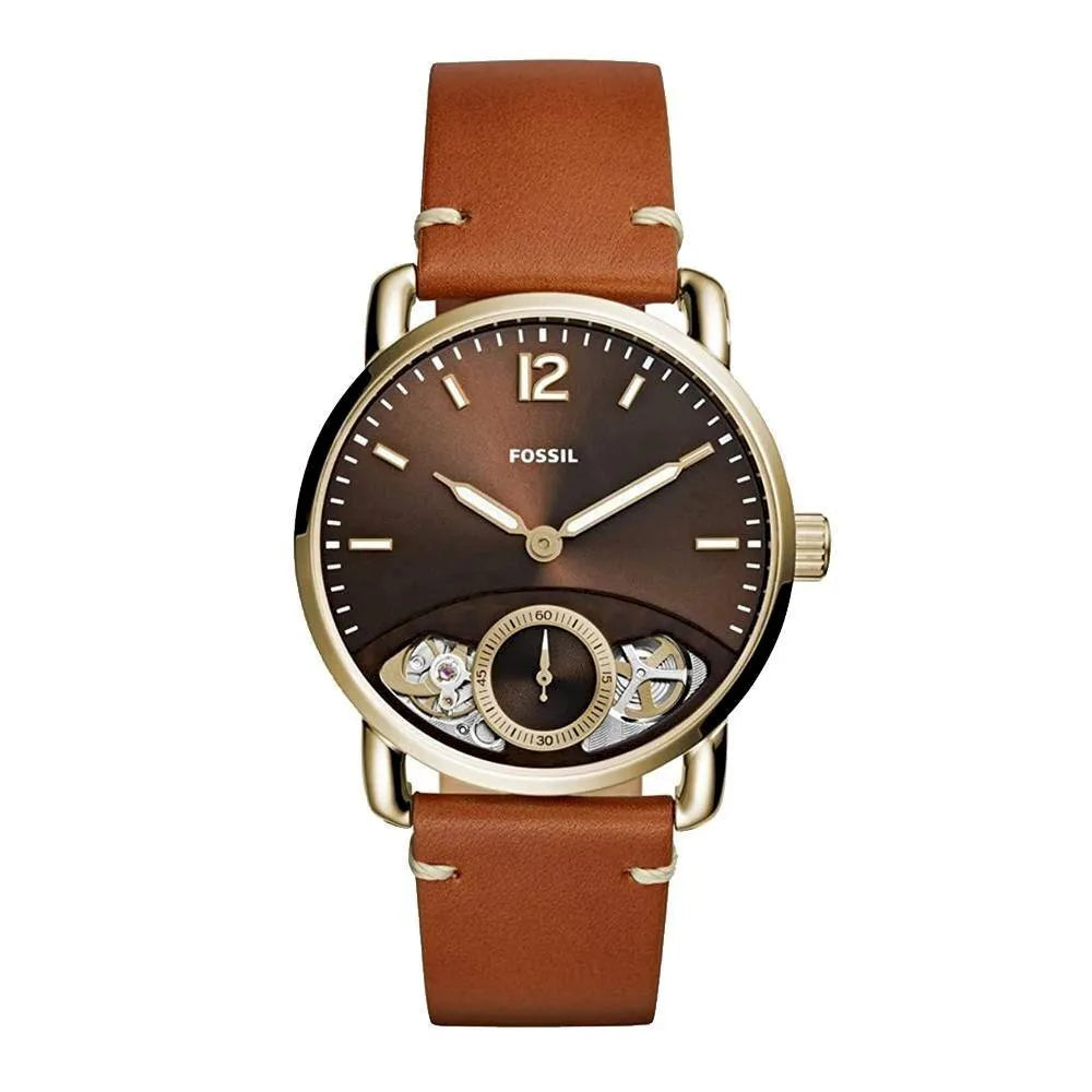 Fossil ME1166 The Commuter Twist Brown Leather Band Men's Watch