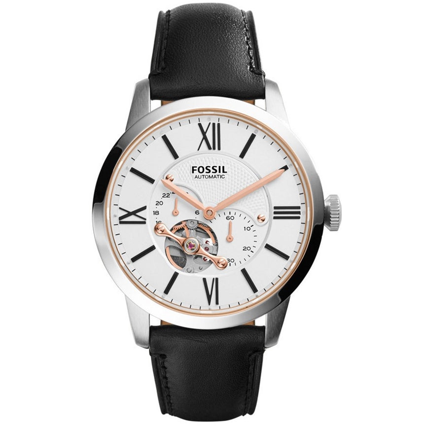 Fossil ME3104 Townsman White Dial Black Leather Men's Watch