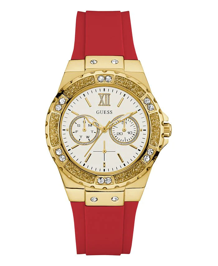 Guess GW0431L1 Gold Tone Case Red Silicone Women’s Watch