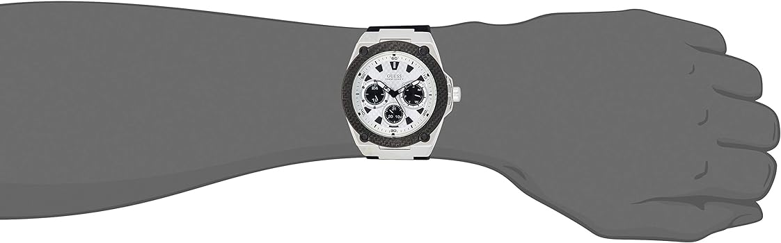 Guess W1049G3 Legacy Quartz White Dial Black Rubber Men's Watch