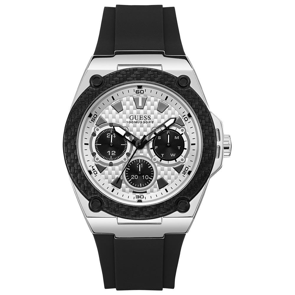 Guess W1049G3 Legacy Quartz White Dial Black Rubber Men's Watch