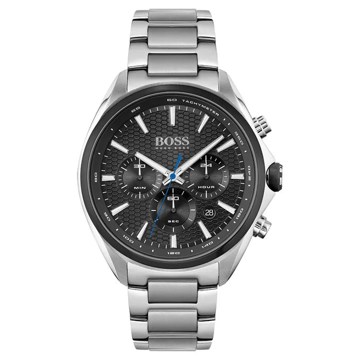 Hugo Boss 1513857 Montre Distinct Black Dial Silver Steel Strap Men's Watch