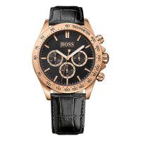 Hugo Boss 1513179 Ikon Rose Gold Black Leather Men's Watch