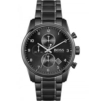 Hugo Boss 1513785 Skymaster Chronograph Black Dial Black Steel Strap Men's Watch