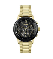 Hugo Boss 1514033 Solgrade Black Dial Gold Stainless Steel Bracelet Men's Watch